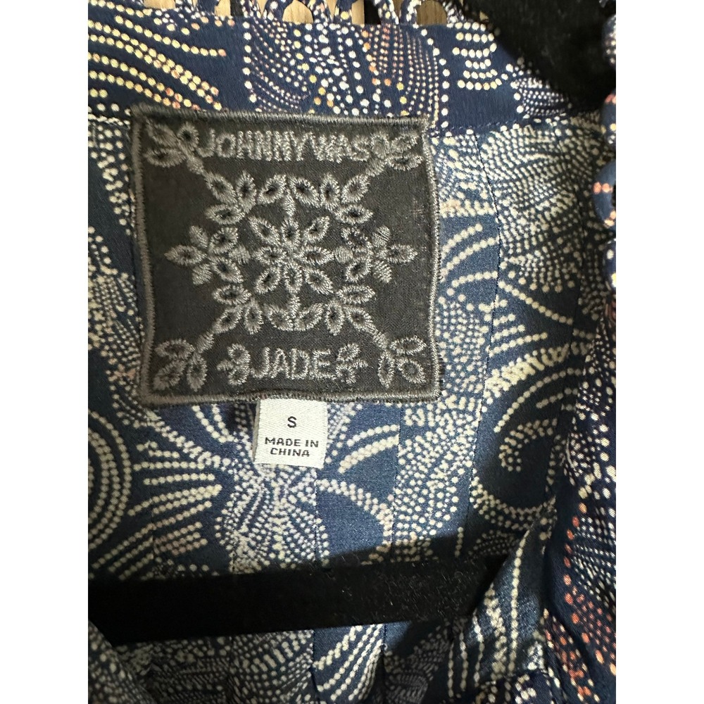 079 Johnny Was JADE Blue Floral Silk Blouse - Small - $388 - Picture 4 of 5